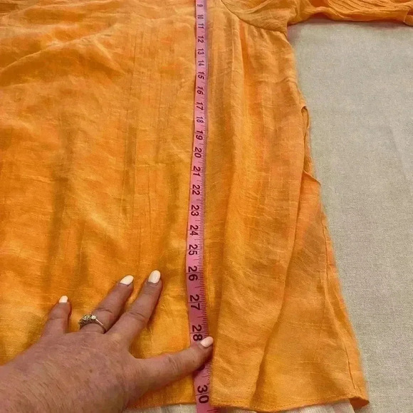 Women's Comfy Orange White Pullover Flowy Pretty Long Top medium - Picture 8 of 12